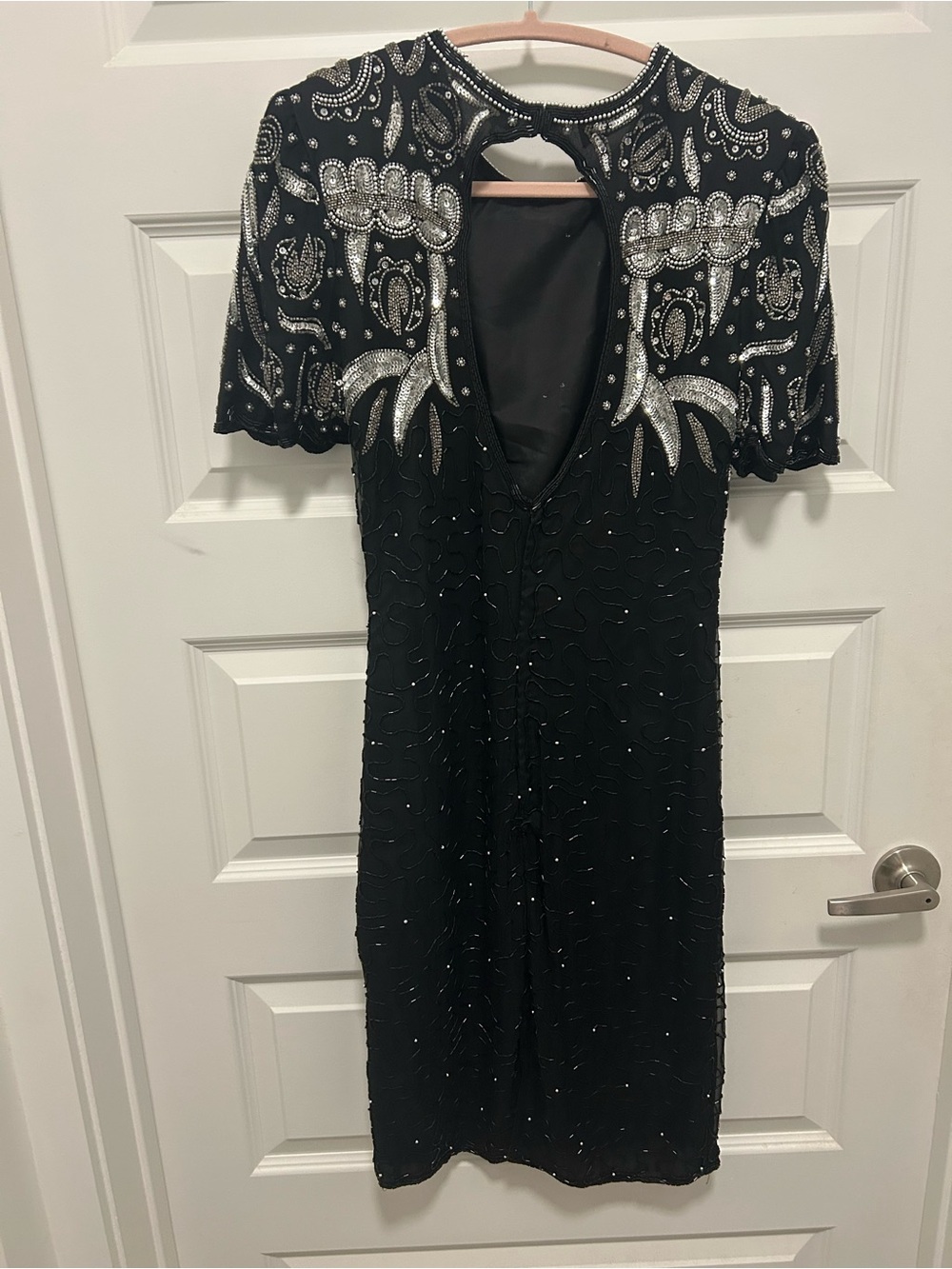 Laurence Kazar Black Dress with Silver Fringe Embellishment - Picture 8 of 9